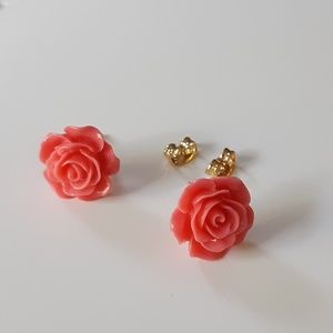Rose Stud Earrings Floral, Flower
